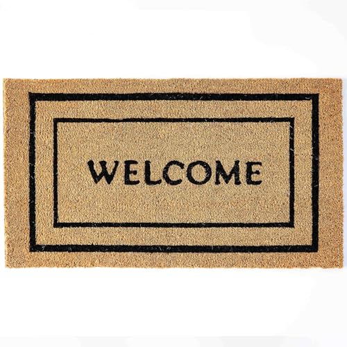 Coco Coir Door Mat with Heavy Duty Backing, Welcome Doormat (17" x 30"), Doormat Entrance (Double Box) - color: Double Box