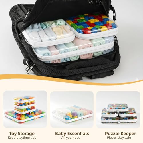Clear Hard Shell Zipper Pouches, Clear Zipper Bags, Hard Case Pouches for Purse & Diaper Bag Organizer,and Travel Essentials (XXL+3M) - size: XXL+3M