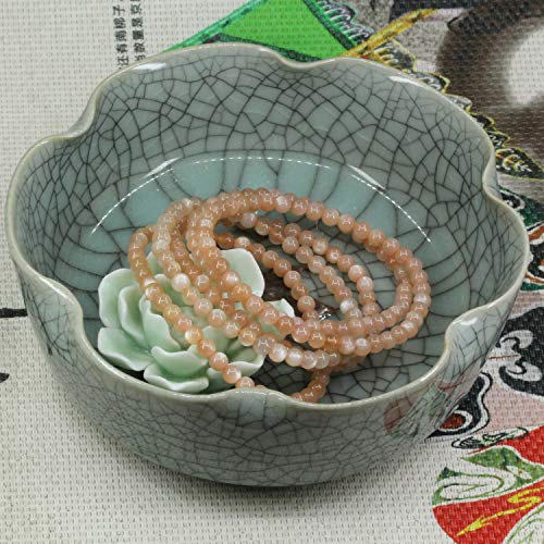 Keleny 4mm Natural Round Beads Gemstones Rock Crystal Stretch Bracelet 7 Inch Unisex - color: Red Sunstone