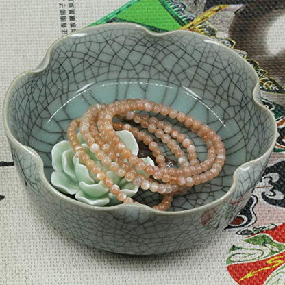 Keleny 4mm Natural Round Beads Gemstones Rock Crystal Stretch Bracelet 7 Inch Unisex - color: Red Sunstone