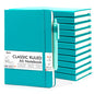 feela 12 Pack Notebooks Journals Bulk with 12 Black Pens, A5 Hardcover Notebook Classic Ruled Journal Set with Pen Holder for School Business Work Travel Writing, 120 GSM, 5.1”x8.3”, Emerald - color: 12 Pack emerald