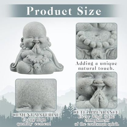 Landical Buddha Sandstone Statues, Zen Monk Praying Statue Sculptures Ornament for Wealth Good Luck Feng Shui Decor Home Office Car Decoration(Prayer Buddha) - style: Prayer Buddha