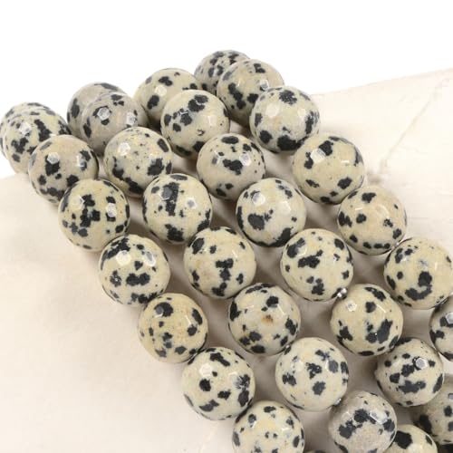 Justinstones Gemstone Crystals Chakra Beads Bracelet Crystal Healing 10mm Round Stretchable Bracelet for Her Gift - color: Faceted Dalmatian Jasper