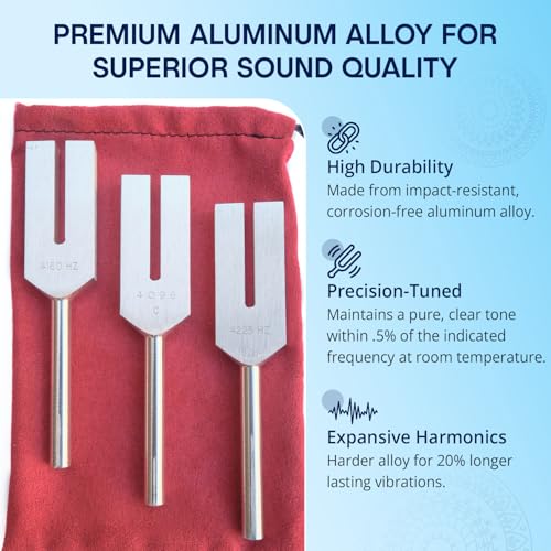 Angel Tuning Forks for Healing - Made in the USA - 4160 hz, 4225 hz & 4096 hz (aka Crystal Tuner), Connect with Higher Energies and Frequencies - Sound Healing Instrument & Sound Therapy Instruments - size: Angel Tuners - 3 Piece Set