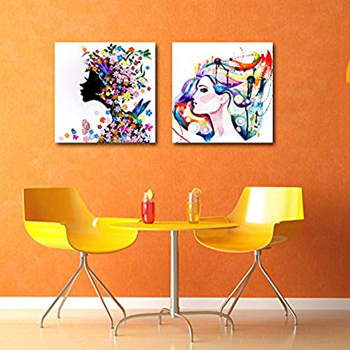 Canvas Wall Art - Spa Stones in Garden with Flow Water | Modern Home Art 2 Panel Canvas Prints Giclee Printing & Ready to Hang - 16"x16" x 2 Panels (12" x 12" x 2 Panels, Beautiful Young Woman) - color: Beautiful Young Woman, size: 12" x 12" x 2 panels