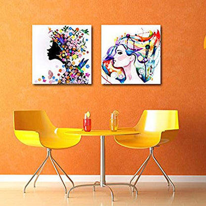 Canvas Wall Art - Spa Stones in Garden with Flow Water | Modern Home Art 2 Panel Canvas Prints Giclee Printing & Ready to Hang - 16"x16" x 2 Panels (12" x 12" x 2 Panels, Beautiful Young Woman) - color: Beautiful Young Woman, size: 12" x 12" x 2 panels