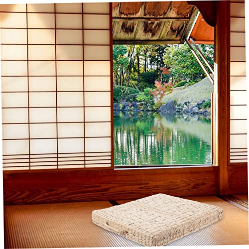 1pc Hand-woven Straw Meditation Mat Square Cushion for Yoga Zen Practices Smooth Surface for Comfort for Home Outdoor Use