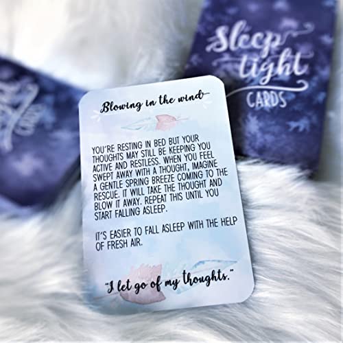 Sleep Tight Cards – 45 Meditation and Mindfulness Cards - Calm Down and Relax & Relief Stress and Anxiety - Self Care, Therapy & Counseling Tool