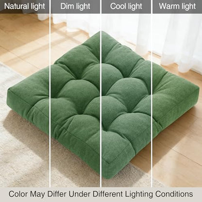 Tromlycs Floor Cushions Pillows for Adults Sitting Large Square Seating Pillow Gel Memory Foam 20 x 20 x 4 Inch Green Set of 2