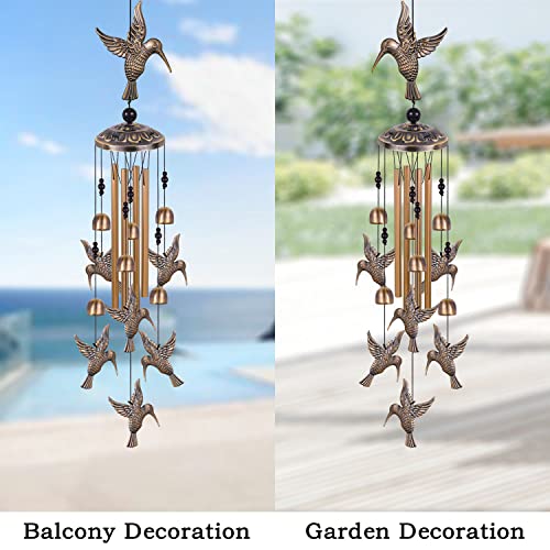 Solawindchime Outdoor Hummingbird Wind Chimes, Hummingbirds Bronze Wind Chimes, Gift Wind Chime, Hummingbird Wind Bell Gifts for Women, for Home, Garden, Indoor, Outdoor Decoration, Garden Wind Chime