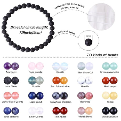 Handmade Stretch Elastic Bracelet Natural Stone Crystal Healing Power Energy Gifts for Reiki Nature's Beauty and Spiritual Essence Unisex 6mm - color: Lava Stone