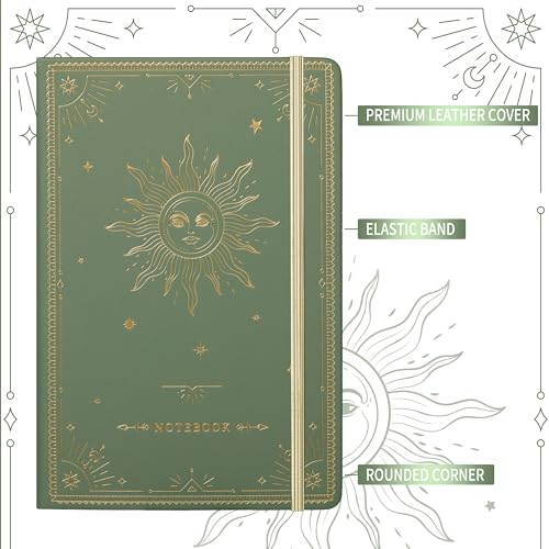 Artfan Ruled Notebook/Journal – Premium Thick Paper Faux Leather Classic Writing Notebook with Pocket + Page Dividers Gifts, Banded, Large, 144 Pages, Hard Cover, Lined (5.8 x 8.4) - Green - color: GREEN13