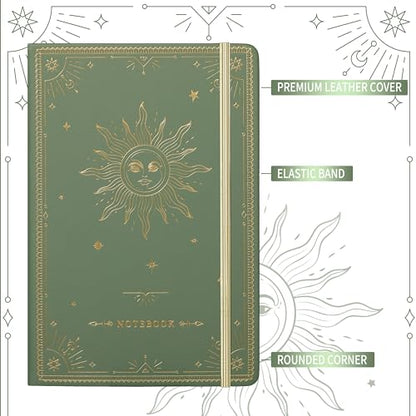 Artfan Ruled Notebook/Journal – Premium Thick Paper Faux Leather Classic Writing Notebook with Pocket + Page Dividers Gifts, Banded, Large, 144 Pages, Hard Cover, Lined (5.8 x 8.4) - Green - color: GREEN13