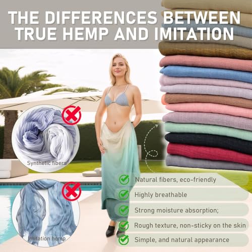 Two-tone Linen Scarf for Women Lightweight Summer Wrap Cotton Shawl Beach Travel Pashmina Gauze 75"×35" - color: Pink/Light Grey