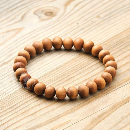 Sandalwood Bracelet for Women Men Buddhist Prayer Strand Chandan Bracelet Handmade Stretchable Elastic Sandalwood Beaded Wristbands for Yoga Meditation - style: 8mm Beads