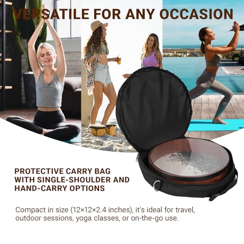 12 Inch Professional Ocean Wave Drum - Goatskin Drum with Steel Beads, Natural Sound Instrument for Meditation Relaxation Yoga, Includes Carry Bag(12in) - size: 12in