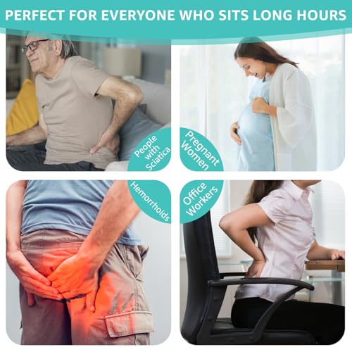 Inflatable Travel Seat Cushion for Airplane - Portable Air Cushion for Long Flights, Tailbone Pain Relief - Ergonomic Support for, Office Chair, Car, Wheelchair, Stadium