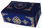 Meditation Cushion - Rectangular Zafu Buckwheat and Kapok Fill Dharma Wheel Dharma Key Blue - color: Blue Dharma Wheel Dharma Key