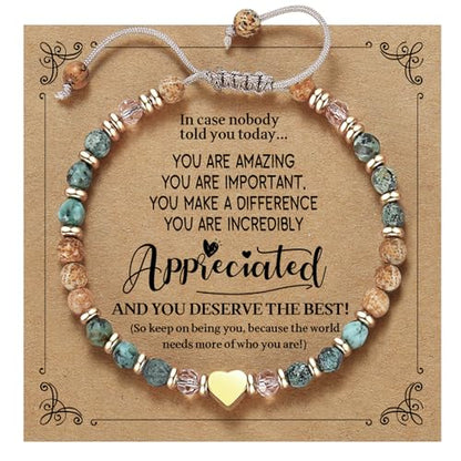 yupoxiu Inspirational Gifts for Women Birthday - Healing Natural Stone Bracelets, Thinking of You Get Well Soon Gifts for Women Friend Sister - style: B-Appreciated