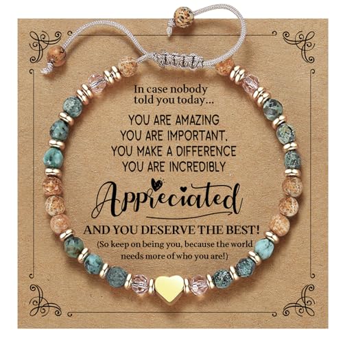 yupoxiu Inspirational Gifts for Women Birthday - Healing Natural Stone Bracelets, Thinking of You Get Well Soon Gifts for Women Friend Sister - style: B-Appreciated