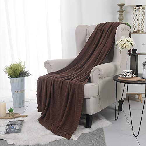 Soft Throw Blanket, Bed Knit Throw Blanket for Couch Chairs Home Decorative 51x70in,Brown - color: Brown