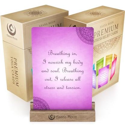 Yoga Cards and Stress Relief Cards Bundle – Yoga Sequencing Deck and Stress Relief Deck with Exercises on Mindfulness, Meditation, Anxiety Relief, and Relaxation