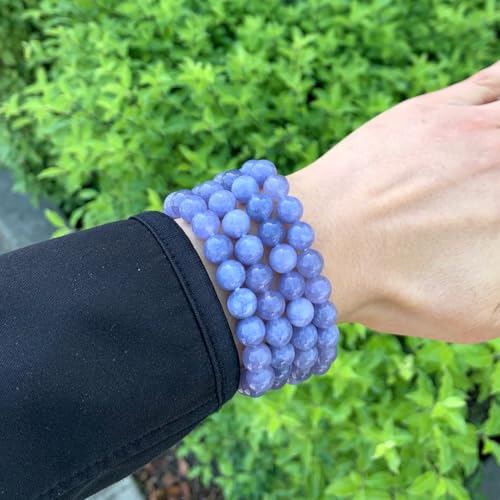 Adabele 1pc Natural Stretch Gemstone Bracelet 8mm (0.31") Bead 7 Inch to 8.5 inch Healing Crystal Energy Quartz Chakra Jewelry Women Unisex Birthday Gift - color: Tanzanite Quartz, size: 8 inch