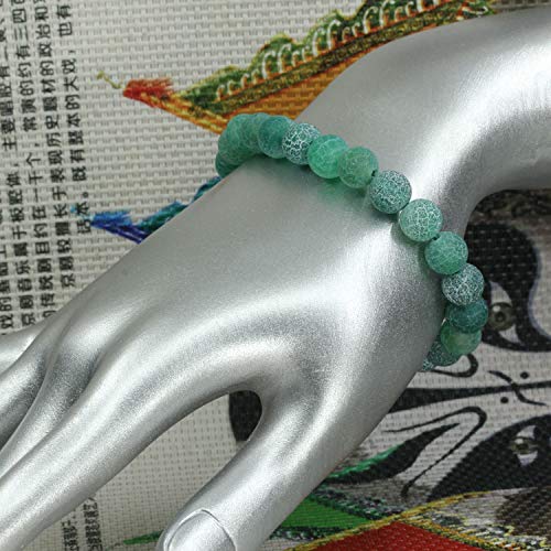Keleny Gem Semi Precious Gemstones 8mm Natural Quartzite Stone Round Beads Rock Crystal Jasper Stretch Bracelet 7 Inch Unisex - color: 8mm Green Weathered Agate