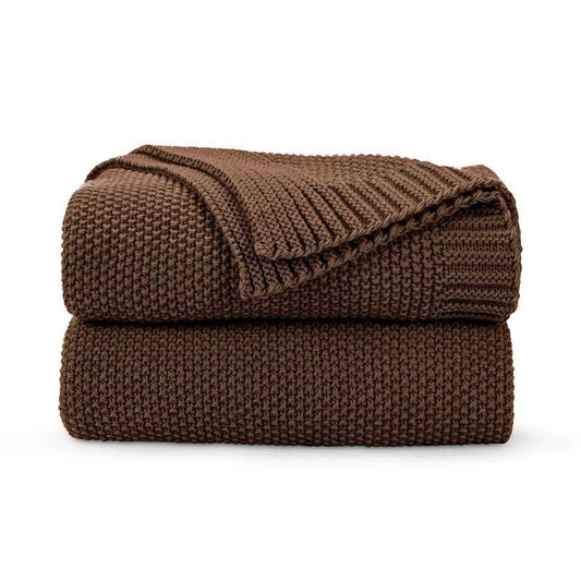 CozeCube Brown Throw Blanket for Couch, Soft Cozy Cable Knit Throw for Bed Sofa Living Room, Lightweight Warm Decorative Farmhouse Christmas Blanket, 50"x60", Dark Brown - color: Dark Brown, size: 50"x60"