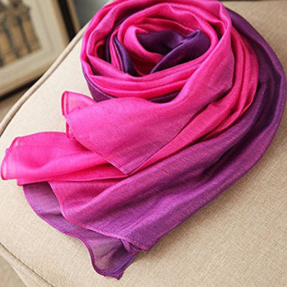 Cotton Silk Scarf Elegant Soft Wraps Color Shade Scarves for Women - color: Rose Red