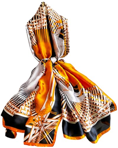 Dress Scarves Shawl Wraps Long Silky Scarf for Women Dressy Fashion Lightweight for Decorative Formal Evening Gowns - color: 1007-golden Castle