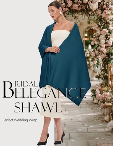 PULI Women's Pashmina Shawl Wraps for Evening Dress Large Scarf Blanket Long Wedding Bridal Winter Warm Shoulder Wrap - color: Dark Cyan