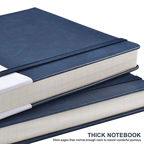 Lemome Thick Classic Notebook with Pen Loop - A5 College Ruled Hardcover Writing Notebook with Pocket + Page Dividers Gifts, Banded, Large, 180 Pages, 8.4 x 5.7 in - color: blue