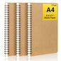 EUSOAR Spiral Unlined Notebook, A4 3 Packs 8.5"x 11" 120 Pages Hardcover Blank College Spiral Travel Writing Journals, Kraft Hardcover, School Students Office Business Diary, Memo Notepad Sketchbook - color: Kraft, size: A4-3 Packs