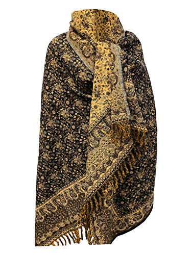 LUXURY HANDMADE OVERSIZE BLACK YELLOW COLOUR Yak Wool Shawl MEDITATION Blanket stole unisex Travel Wrap Soft gift for her