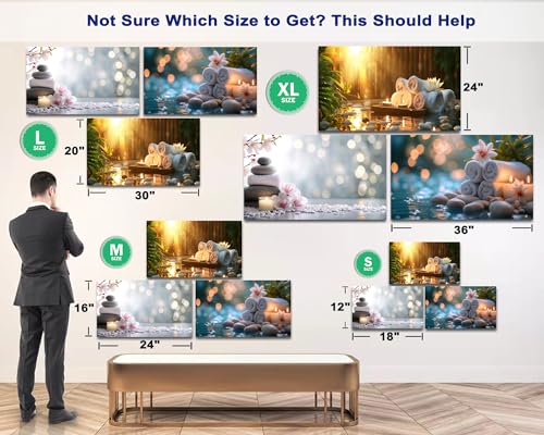 3 Pcs Zen Wall Art, Zen Stone Candle White Orchid Flower Pictures, Abstract Relax Calm Spa Paintings, Framed Zen Themed Canvas Prints Wall Decor for Living Room Bedroom Wall Home Office Artw