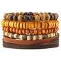 HZMAN Wrap Bracelets Men Women, Hemp Cords Wood Beads Ethnic Tribal Bracelets, Leather Wristbands - style: Coconut shell 5 Mix