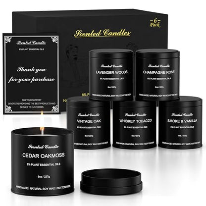 Men’s Scented Candles Set – Soy Wax Aromatherapy Candles for Men, Masculine Scented Candles with Essential Oils, Long Lasting Strong Scent, Luxury Gift Candles for Men,Dad,Him (48oz) - size: 48oz
