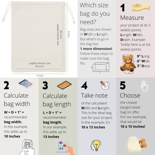 100 Percent Cotton Drawstring Bags, Reusable Quality with Double String, For Pantry Gifts Kitchen - Pack of 6 (Natural Beige, 7 x 9 Inch) - color: Natural Beige, size: 7 x 9 Inch