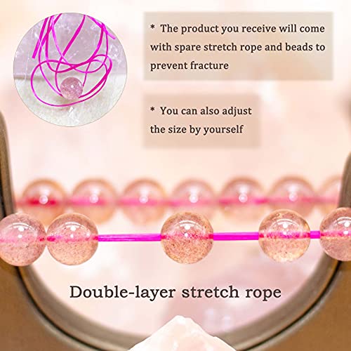8mm Natural Gemstone Stretch Bracelet, Handmade Unisex Crystal Bracelets for Meditation, Yoga, Spiritual Healing & Positive Energy - color: Strawberry quartz