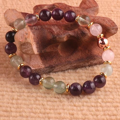 KSQS Healing Stone Bead Bracelet for Women, Natural Gemstones Balance Protection Bracelet, Spiritual Crystal Beads Bracelet Anxiety Relief with Meaning Card - style: Calm