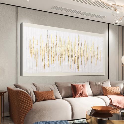 Canvas Wall Art Decor Modern Large Wall Decor For Living Room Gold Abstract Wall Art White Textured Wall Art Artwork for Walls Canvas Prints Art Work For Home Kitchen Office Wall Decor 24" X 48" - color: QLS-01R, size: 48"L x 24"W
