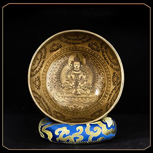 Singing Bowl Meditation Sound Bowl Handmade Carving Sound Therapy Bowl Carving Bowl Yoga Meditation Bowl for Healing