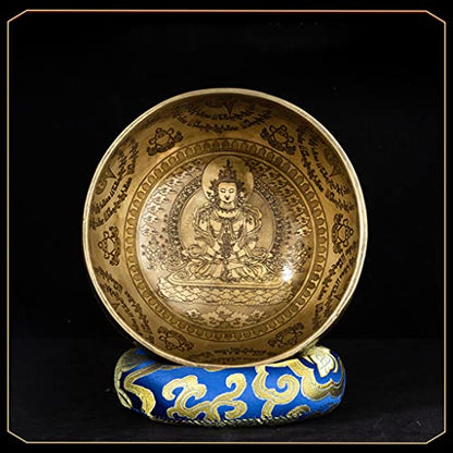 Singing Bowl Meditation Sound Bowl Handmade Carving Sound Therapy Bowl Carving Bowl Yoga Meditation Bowl for Healing