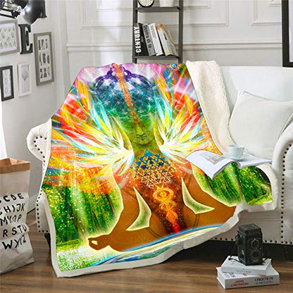 Meditation Throw Blanket | Sherpa Fleece Blanket | Buddha Birth (Medium) - size: Medium