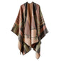 Shawl Wraps for Women, Elegant Knitted Cape Open Front Poncho Scarf Blanket Cardigan Coat for Spring, Autumn, and Winter - color: Pink Black