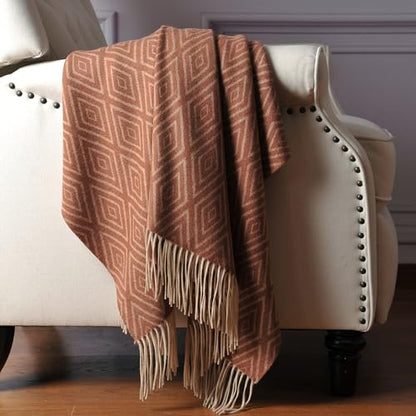 CUDDLE DREAMS Premium Cashmere Throw Blanket with Fringe, Luxuriously Soft (Diamond Ochre) - color: Diamond Ochre