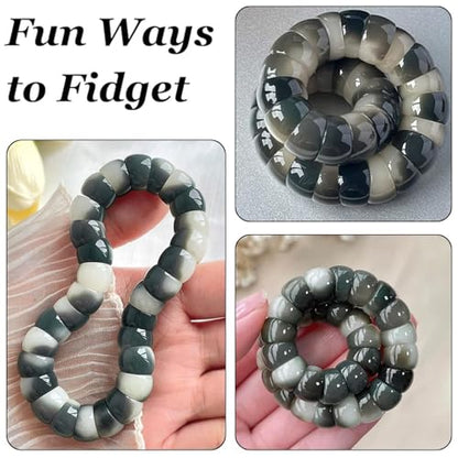 Natural Bodhi Seed Bracelets Anxiety Fidget Bracelets Anxiety Relief Items Protection Healing Stretch Bodhi Fidget Bracelet for Women Men - color: A2:Grey white
