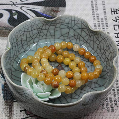 Keleny Gem Semi Precious Gemstones 8mm Natural Stone Round Beads Crystal Stretch Bracelets 7 Inch Unisex - color: 8mm Multicolor Yellow Quartzite