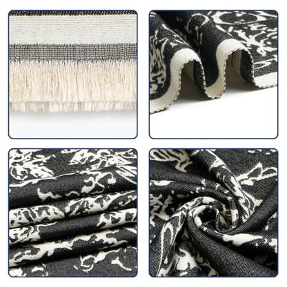 QIUTIMIY Pashmina Shawl Wraps for Womens Winter Scarf Reversible Pattern Designer Ladies Shawls and Wraps for Evening Dresses - color: Flower8-black